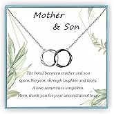Sereney Valentines Day Gifts for Mom from Son, Sterling Silver Mother Daughter Necklace as Gifts for Daughter from Mom, Mother Son Necklace as Mom's Birthday Handmade Gifts