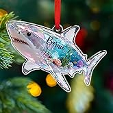 Personalized Shark 2D Flat Shape Ornament, Sharks Sea Animal Ornament, Sharks Hanging Xmas Tree, Gifts for Men Women Kids Friends, Customized Shark Christmas Ornaments 2026, Beach Themed Keepsake