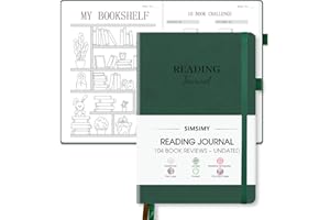 SIMSIMY Reading Journal with 104 Book Reviews, Book Journal for Books Lovers & Readers - Review and Track Your Reading Progress, Reading Log Notebook Gift, A5, Dark Green