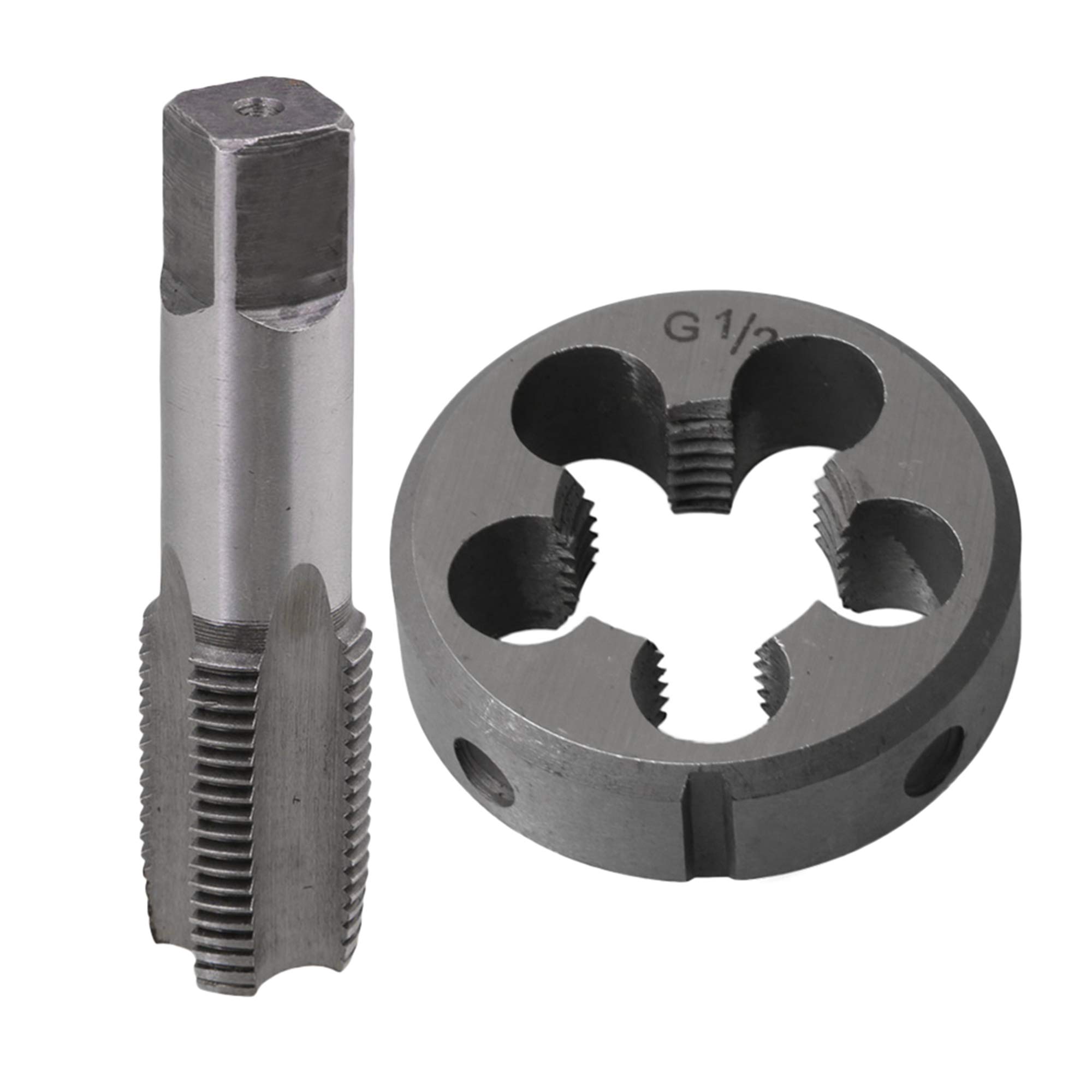 BQLZR BSP 1/2 Alloy Steel Threading Screw Thread Die + HSS Hand Tap Tap Kit Threading Tool for Machining External Threads
