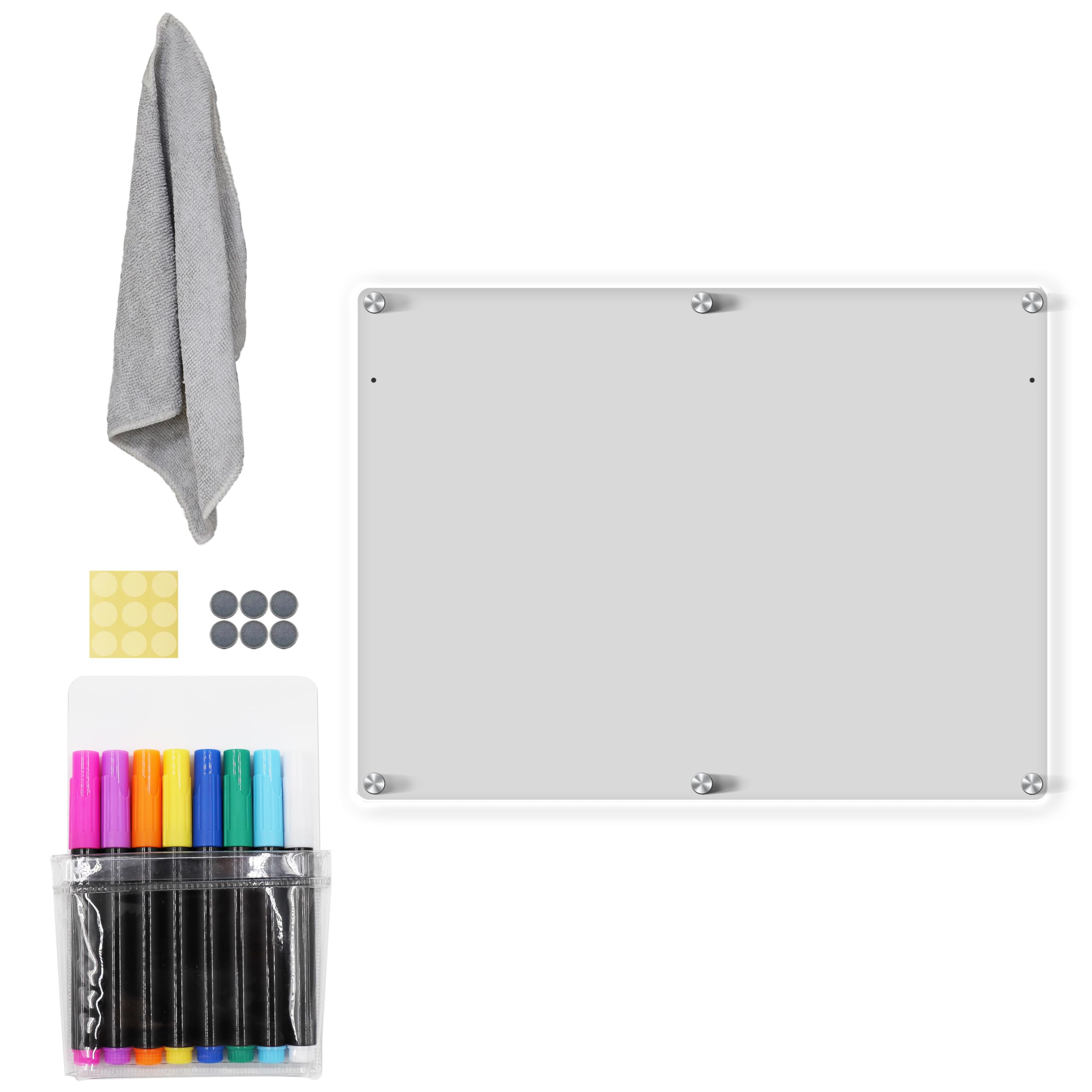 Photo 1 of Acrylic Magnetic Dry Erase Board for Fridge 16"x12" Magnetic Whiteboard for Refrigerator Clear Acrylic Board Magnet White Board for Fridge Wall 8 Markers