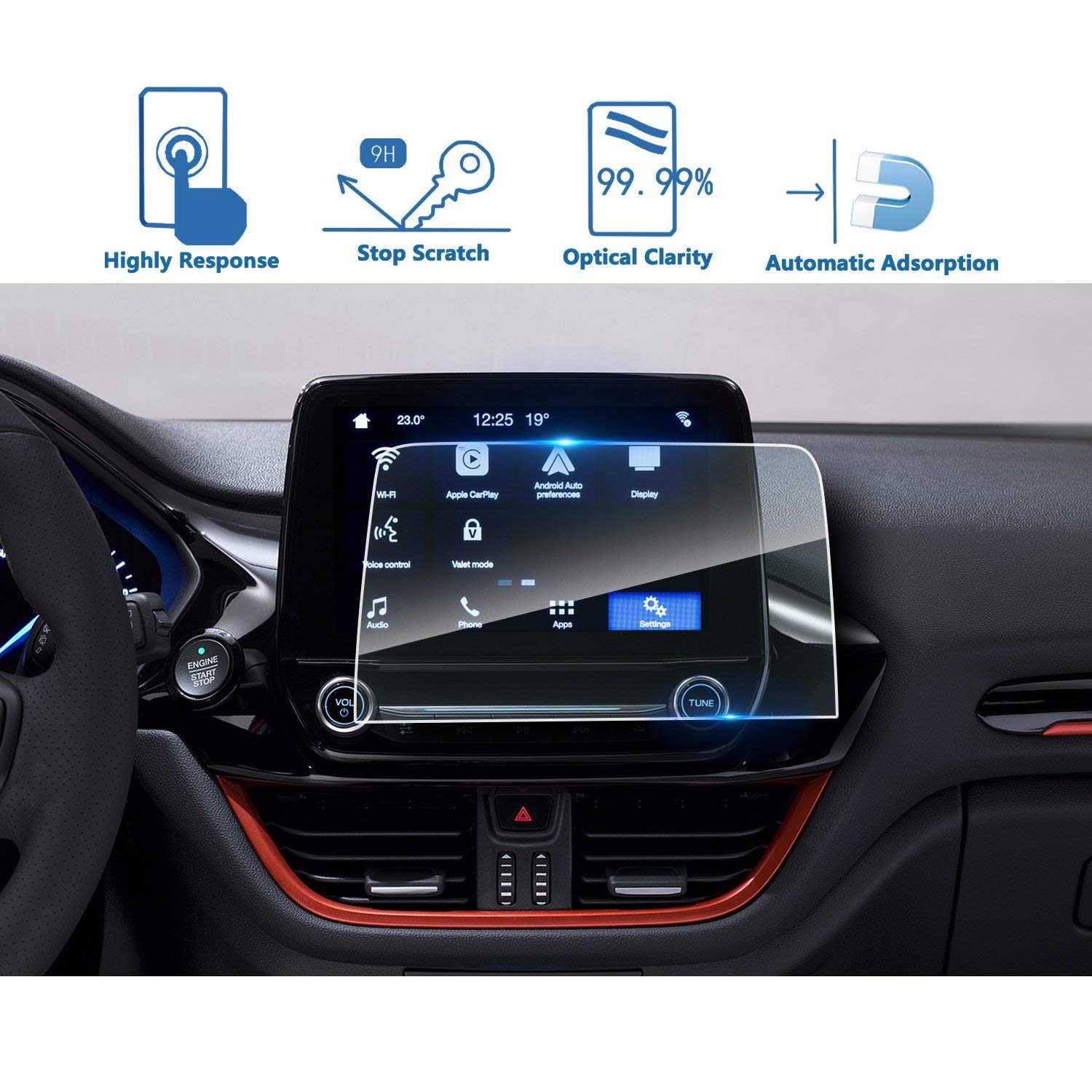 for F ord Transit Custom 8 inch Car Navigation Screen Protector, Car Accessories GPS Navi Tempered Glass Protective Film