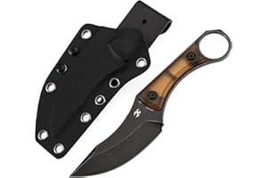 KANSEPT Niko Fixed Blade Knife, 3.54'' Blackwash D2 Sharp Blade with Yellow PEI Fine Texture Handle, Adjustable Kydex Sheath for Edc Hunting Survival Camping G004A11