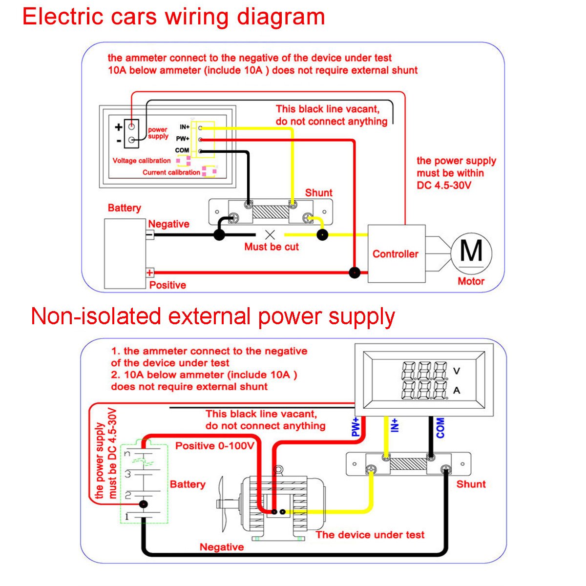 DROK 0.28"LED DC0-100V 10A Digital voltmeter Ammeter 2in1 Multimeter 12V/24V  Voltage Amperage Meter Volt Amp Gauge Panel