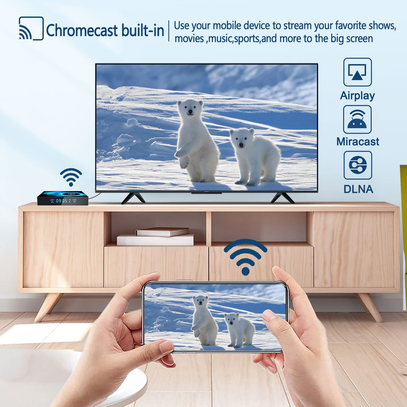 EASYTONE Android TV Box 2025, Android 10.0 TV Box 2GB RAM 16GB ROM Allwinner H616 Quad-Core CPU 4K 6K Support 2.4G+5G Dual WiFi Ethernet 100M Bluetooth H.265 Decoding Smart Box for TV