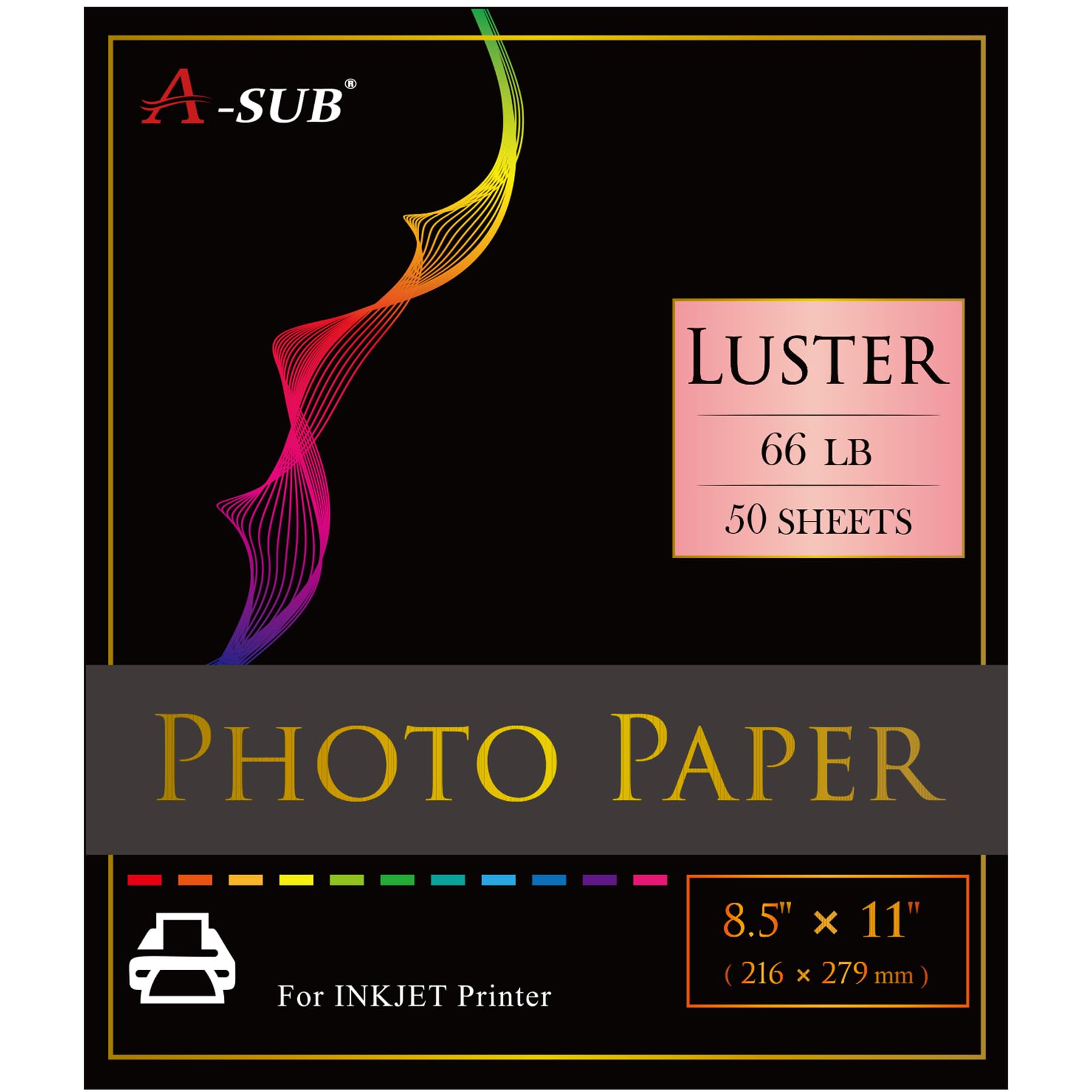 Photo 1 of A-SUB Premium Photo Paper Luster 8.5x11 Inch 66lb for Inkjet Printers 50 Sheets, Single Sided
