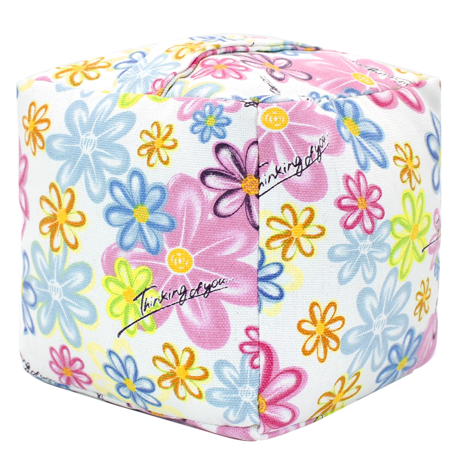 Decorative Door Stopper, Weighted Fabric Door Stopper with Handle, Heavy-Duty Square Door Floor Stop for Bedroom, Living Room, Interior, Doors (Flower)