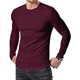 JMIERR Mens Fall Crewneck Shirt Long Sleeve Anti-Wrinkle Casual Muscle T Shirts Longline Ribbed Shirts