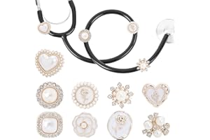 LuneClat Pearl Elegant Stethoscope Charms for Nurse - 9Pcs Pediatric Stethoscopes Decor Personalized Accessories, Gift for Doctor & Veterinarian, Medical Worker Nursing Graduation
