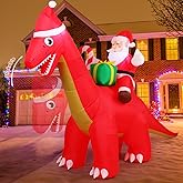 COMIN 8FT Christmas Inflatables Outdoor Decorations Santa Riding Dinosaur,Blow Up Santa Inflatable with Built-in LED Lights for Christmas Party Indoor Yard Lawn Garden Patio Decor