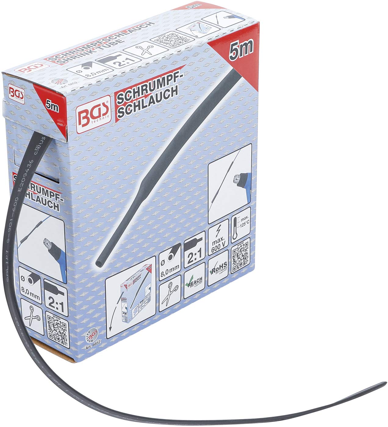 BGS 6852 | Shrink Tube Box | black | Ø 8 mm | 5 m