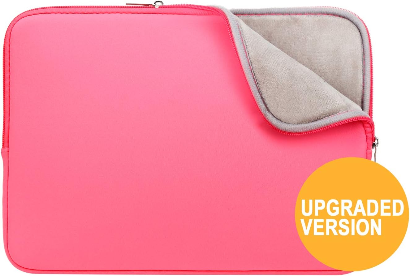 RAINYEAR Laptop Sleeve Case Compatible with 13.3 Inch Notebook Computer Chromebook 14" MacBook Pro/Max M1 M2 M3 M4 M5 Soft Cover Protective Case Zipper Carrying Bag(Bright Pink,Upgraded Version) - Image 3