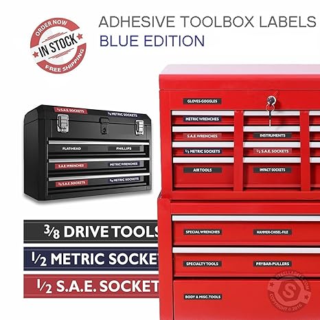 Buy Steellabels 3 Adhesive Toolbox Blue Tool Box Organizer