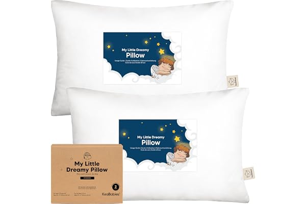 KeaBabies 2-Pack Toddler Pillows 2 Year Old to 5-13x18 Soft Organic Cotton Kids Pillow for Sleeping, Travel, School, Daycare,