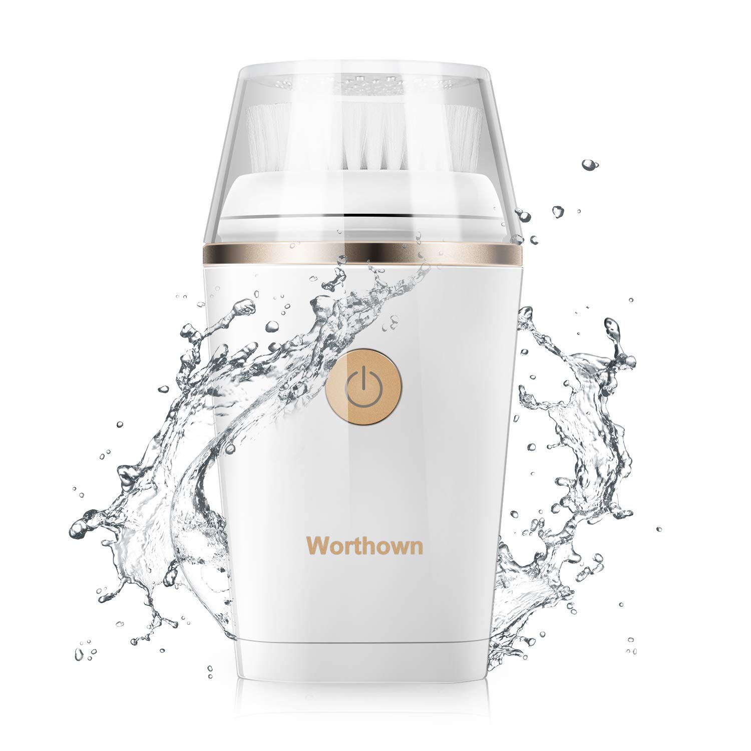 Worthown Facial Cleaning Brush Face Scrubber Electric Rechargeable Face Spin Brush Waterproof Deep Cleansing Face Brush for Cleaning and Exfoliating Pore Cleaner with 2 Brush Heads Replacement (White)