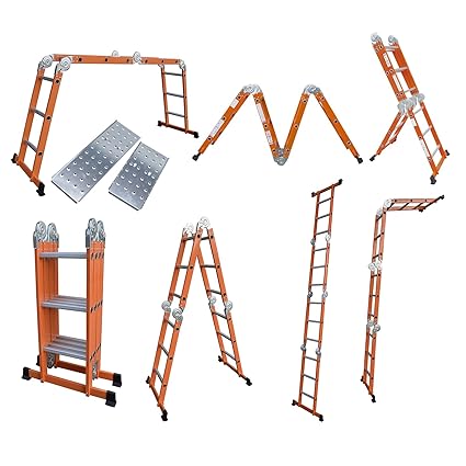 MD-DEAL 6 in 1 Multifunktionsleiter incl. PLATTFORM Anlegeleiter Leiter Klappleiter Gerüstleiter