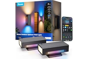 Govee Outdoor UpDown Wall Light, 2 Pack, 1200LM RGBICWW Smart Porch Lights Outdoor with 64 Scene Modes, IP66 Waterproof Wall Sconce for Outdoor Decor, Works with Alexa, Google Assistant and Matter