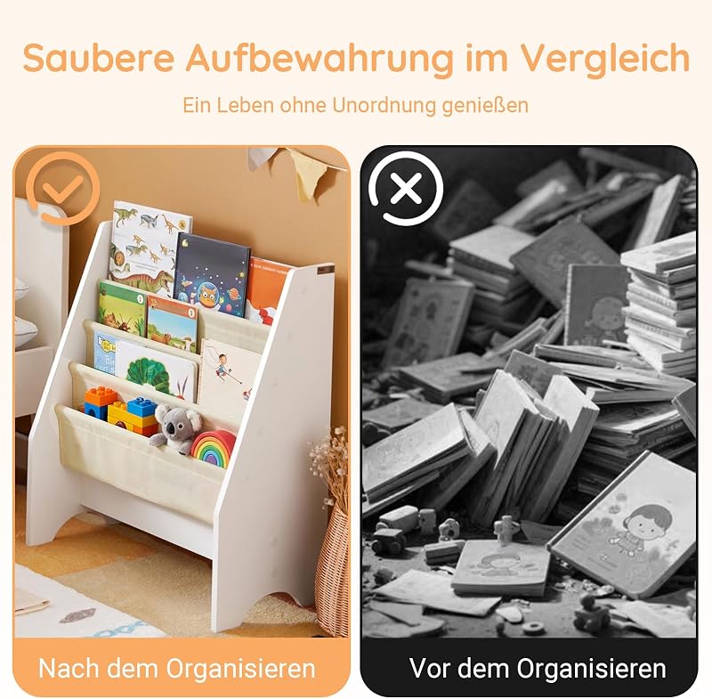 Kinder Bücherregal Montessori 62x71x29 cm für Kinderzimmer