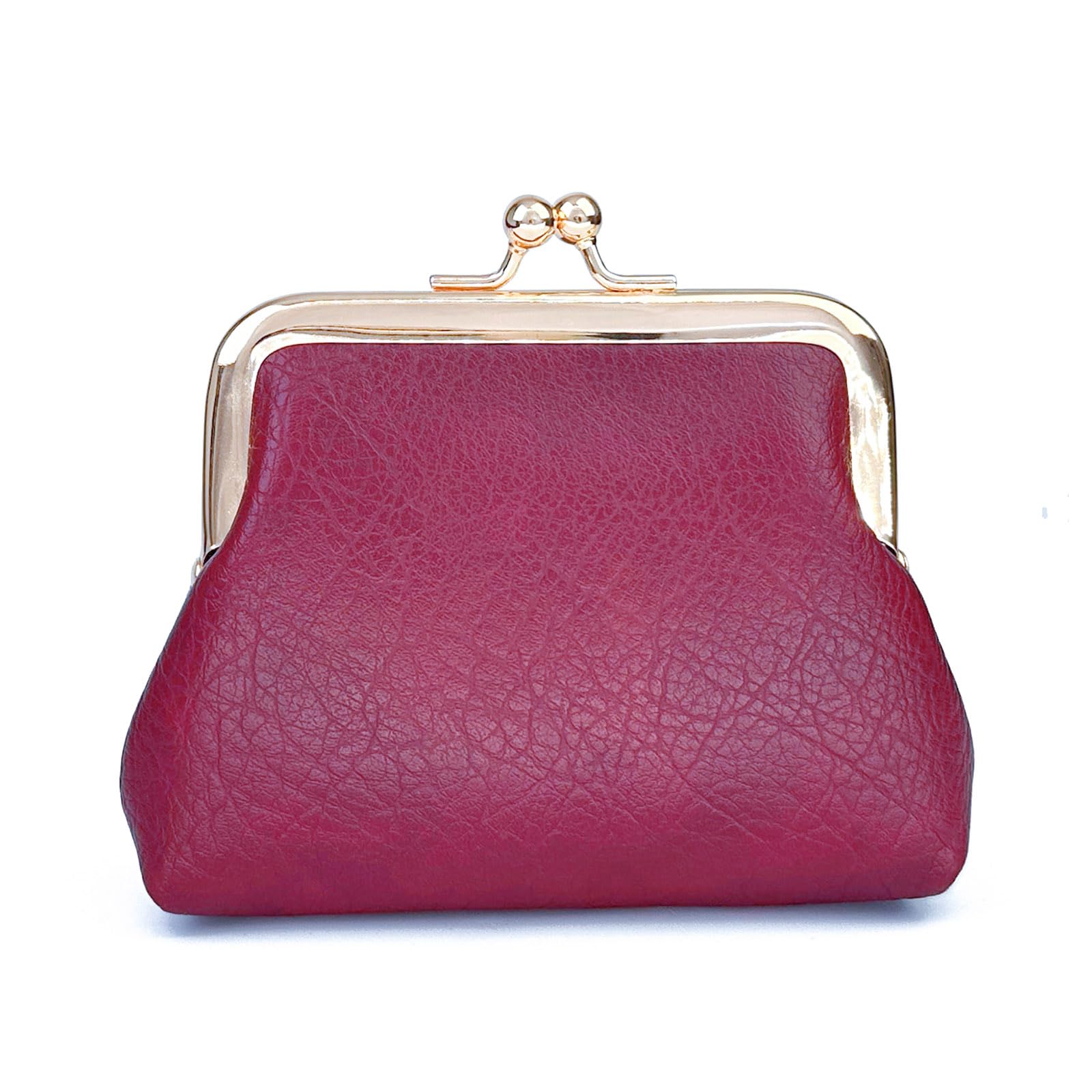 Photo 1 of Lavogel Coin Purse, Kiss Lock Coin Purse for Women, Large Capacity Coin Pouch,Vintage Change Purse Cute Car Coin Holder for Women (1-Dark Red)