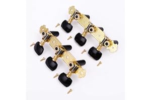 Alice Classical Guitar Tuning Pegs 3+3 (L&R) Set Tuning Keys with Machine Heads Flower Printed (Gold& Black)