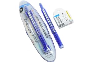 JHZHONG Retractable Fountain Pen 0.38mm Fine Nib - Blue & Black Ink, Transparent Barrel, 5 Refillable Ink Cartridges, Smooth Writing No Leak, Click Mechanism for Convenience (Dark Blue)