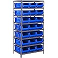 Quantum Storage Systems 2475-952BL Solid Heavy Duty 8 Shelves 21 HULK Blue Bins 75" H x 36" W x 24" D