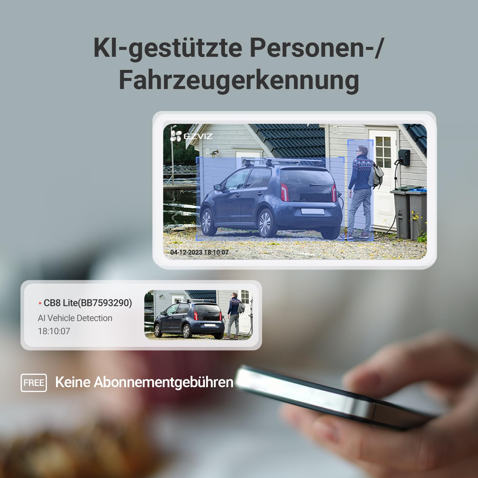EZVIZ 4MP PTZ Überwachungskamera Aussen Akku, Kabellose WLAN-Außenkamera, 360° Überwachung, Farbnachtsicht, KI Personen- und Fahrzeugerkennung, 2-Wege-Audio, CB8 Lite mit 5W Solarpanel 4