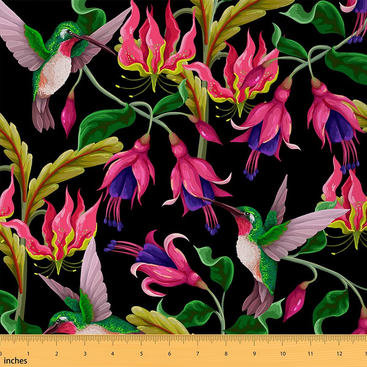 Homemissing 3D Print Polyester Waterproof Fabric By The Yard, Floral Birds Pattern, 108" X 58", Cut By The Yard