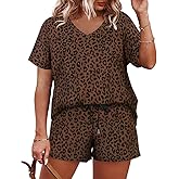 CARCOS Womens Plus Size 2 Piece Outfits Summer Shorts Sets Lounge Set Track Suits Vacation Outfits with Pocket XL-5XL