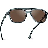 WMP Eyewear – Men’s Polarized Aviator Sunglasses: Double Bridge, Modern Acetate Frame