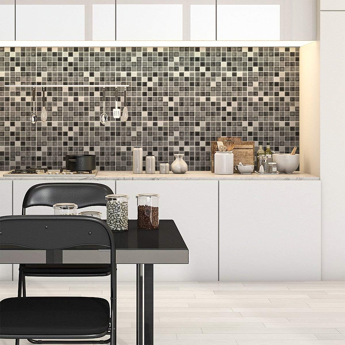Ambiance Sticker Self-Adhesive Decorative Wall Decal Cement Tile for Bathroom and Kitchen Mosaïques Nuance de Gris - Image 3