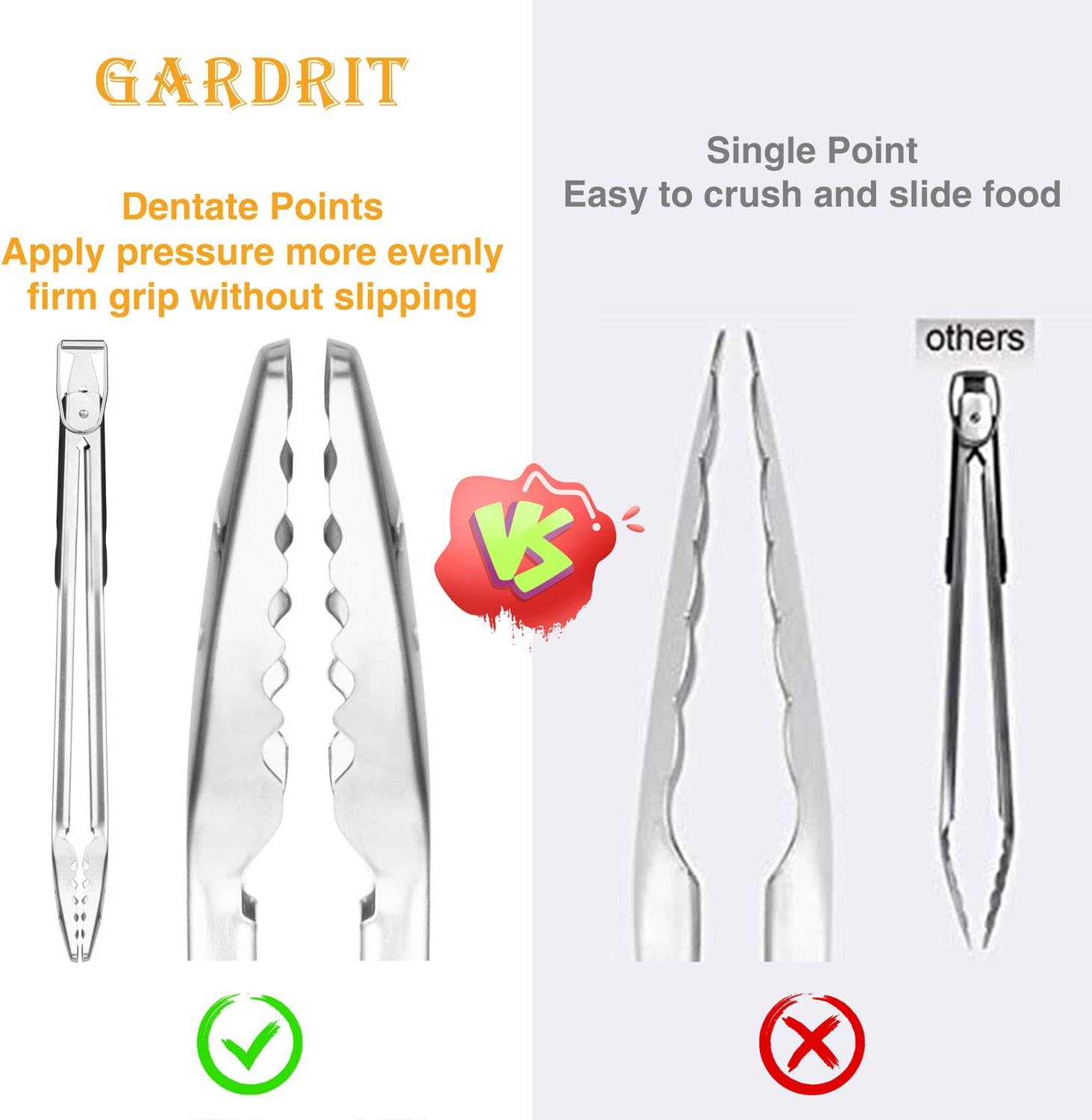 GARDRIT 18” Heavy Duty BBQ Grilling Tools Set. Smiley-Design Stainless Steel Grill Utensils Spatula, Fork, Locking Tongs & Basting Brush. Extra Thick Barbecue Accessories kit with Gift Box Package : Garden & Outdoor