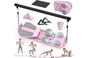 LAZOLLOA Pilates Board Pilates Reformer Set for Women, 7 in 1 Foldable Pilates Equipment with Timer, Portable Pilates Machine for Home Workout, Fitness, Exercise, Ab, Core