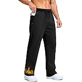 Soothfeel Men's Fleece Sweatpants Cotton Open Bottom Straight Leg Baggy Winter Warm Pants Sweatpants