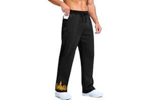 Soothfeel Men's Fleece Lined Sweatpants with Zipper Pocket Cotton Baggy Open Bottom Straight Leg Winter Warm Pants Sweatpants