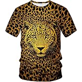 QTAGTESS Funny Leopard Graphic T-Shirt Novelty Short Sleeve Crewneck Shirt
