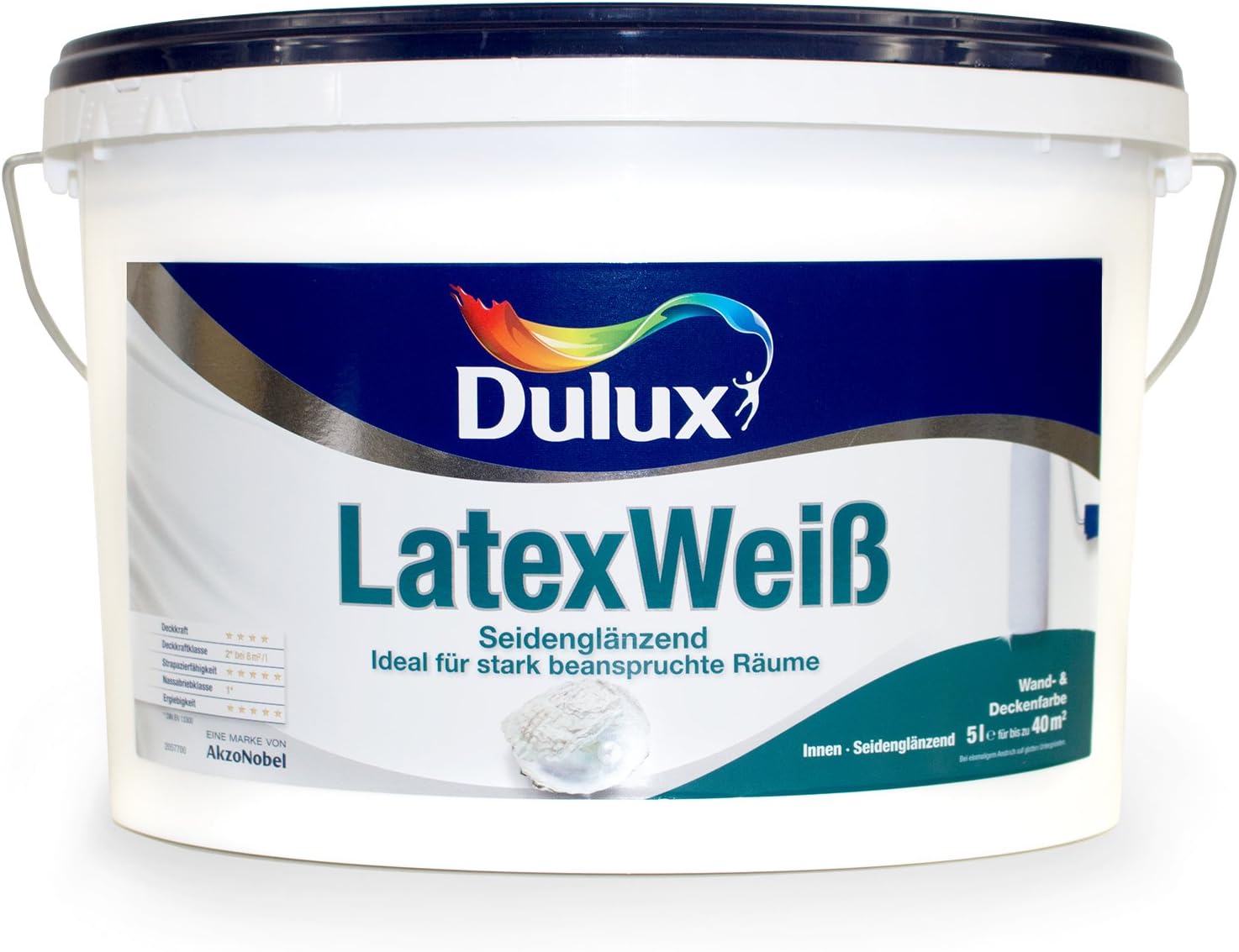 10L Dulux LatexWeiß Seidenglänzend Wand Deckenfarbe Latex Weiß ...