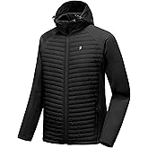 Little Donkey Andy Men's Insulated Hiking Jacket, Hooded Thermal Running Hybrid Jacket