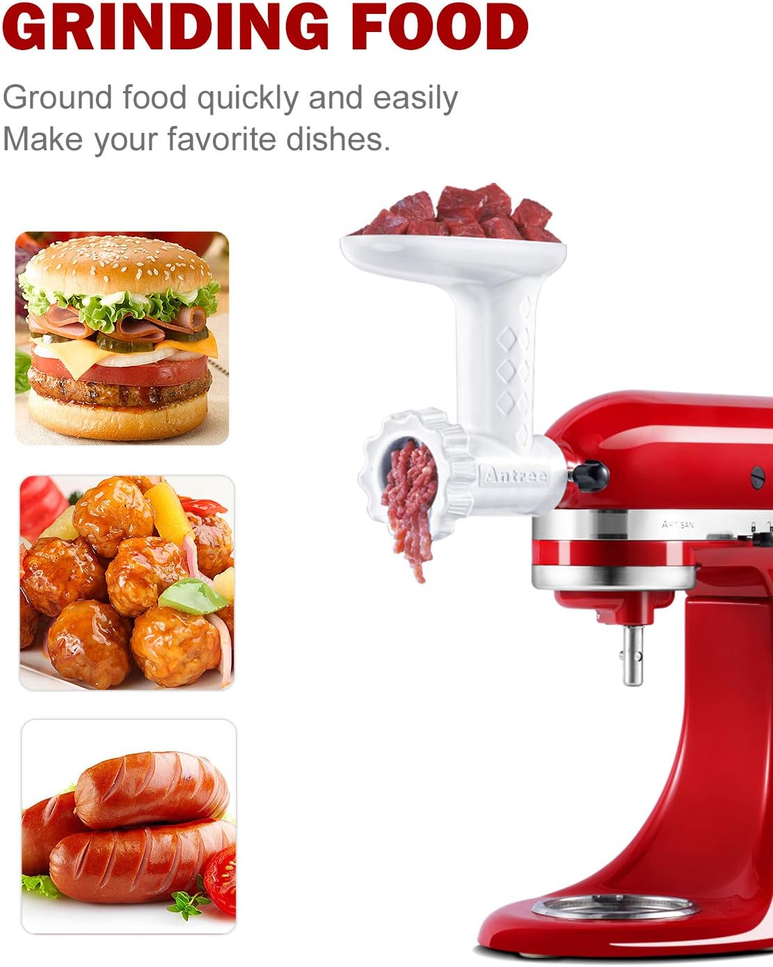 Antree Food Grinder and Sausage Filler Tube Attachment for KitchenAid