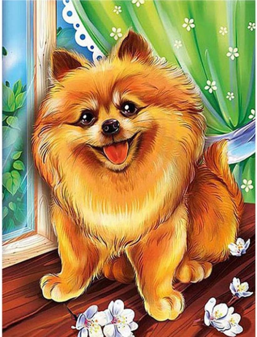 Jchen(TM Home Wall Decor Happy Puppy 5D Crystal Embroidery Paintings Rhinestone Pasted DIY Diamond Painting Cross Stitch