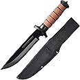 Leopcito 13.6" Fixed Blade Tactical Fighting Knife with Sheath, Stainless Steel Survival Hunting Bushcraft Full Tang Non-Slip Handle Bowie Knife for Camping, Hunting, Adventure, Outdoors, EDC, D101BK