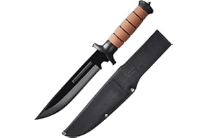 Leopcito 13.6" Fixed Blade Tactical Fighting Knife with Sheath, Stainless Steel Survival Hunting Bushcraft Full Tang Non-Slip Handle Bowie Knife for Camping, Hunting, Adventure, Outdoors, EDC, D101BK