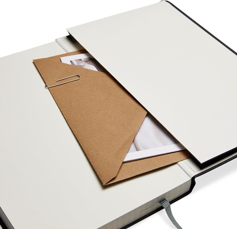 Cuaderno clásico Amazon Basics, tamaño A5, cuaderno diario para oficina, escuela, casa, escritura y toma de notas, rayado, 240 páginas, negro