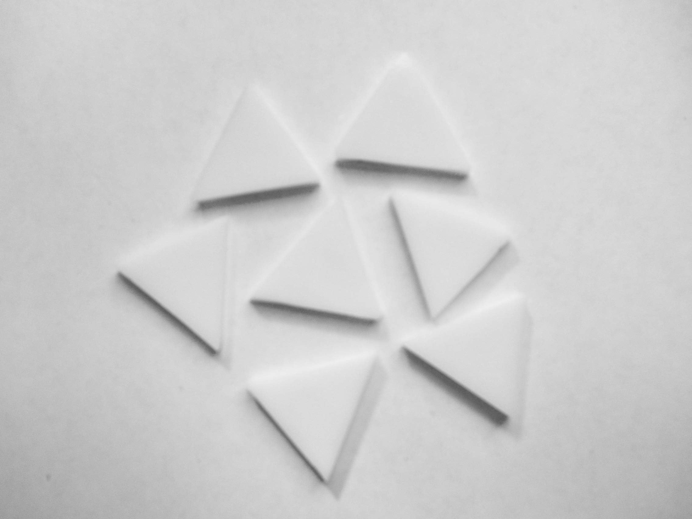 FortySevenGems 50 Pieces White Opaque Stained Glass Mosaic Triangle Tiles 1 Inch