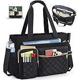 SDYSM Teacher Tote Bag 15.6 inch Laptop Bag Work Bags for Women Nurse Tote Professional Computer Messenger Shoulder Bags Laptop Briefcase for Office, College, Nursing, Black