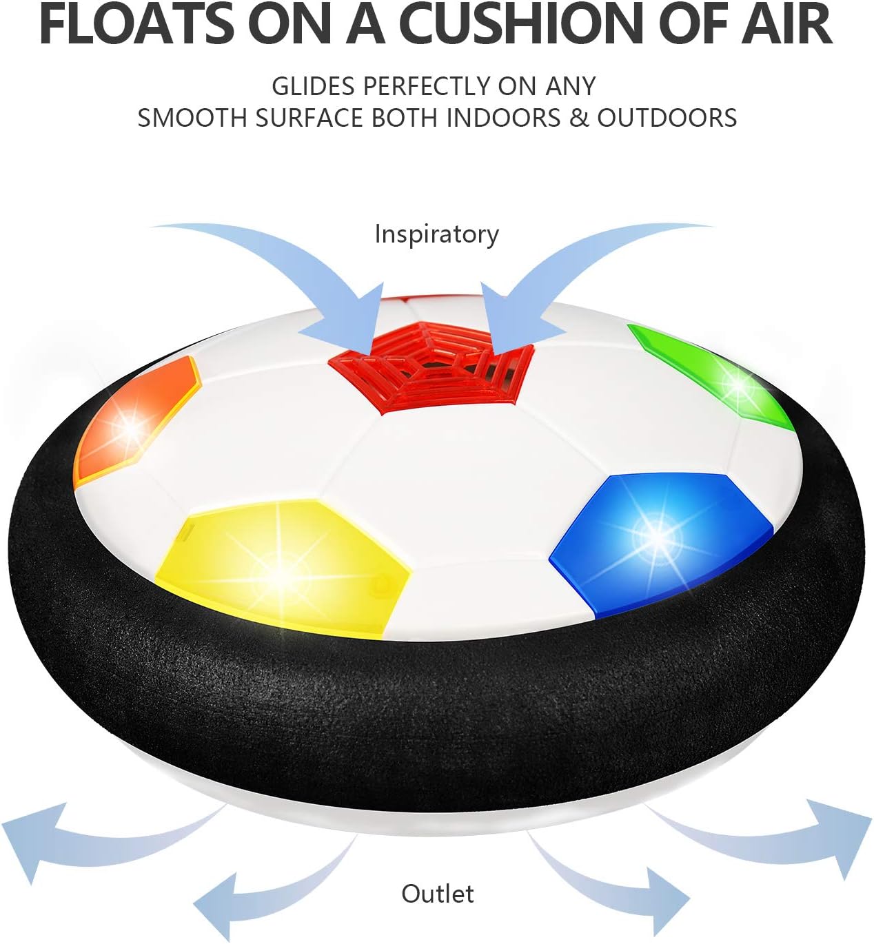 Kids Toys Hover Soccer Ball,Indoor Floating Soccer Rechargeable Air Soccer with Color LED Light and Soft Foam Bumper,Upgrade Training Soccer Toys Gift for Boys Girls Age 3 4 5 6 7 8 9 10 - 16 Year Old: Toys & Games