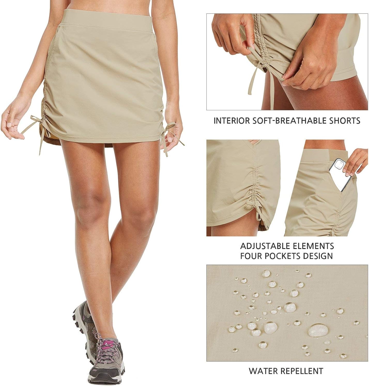 BALEAF Women's Golf Pockets Skort Casual Skirts UPF 50 Hiking Skort High Waisted Active, Outdoor: Clothing