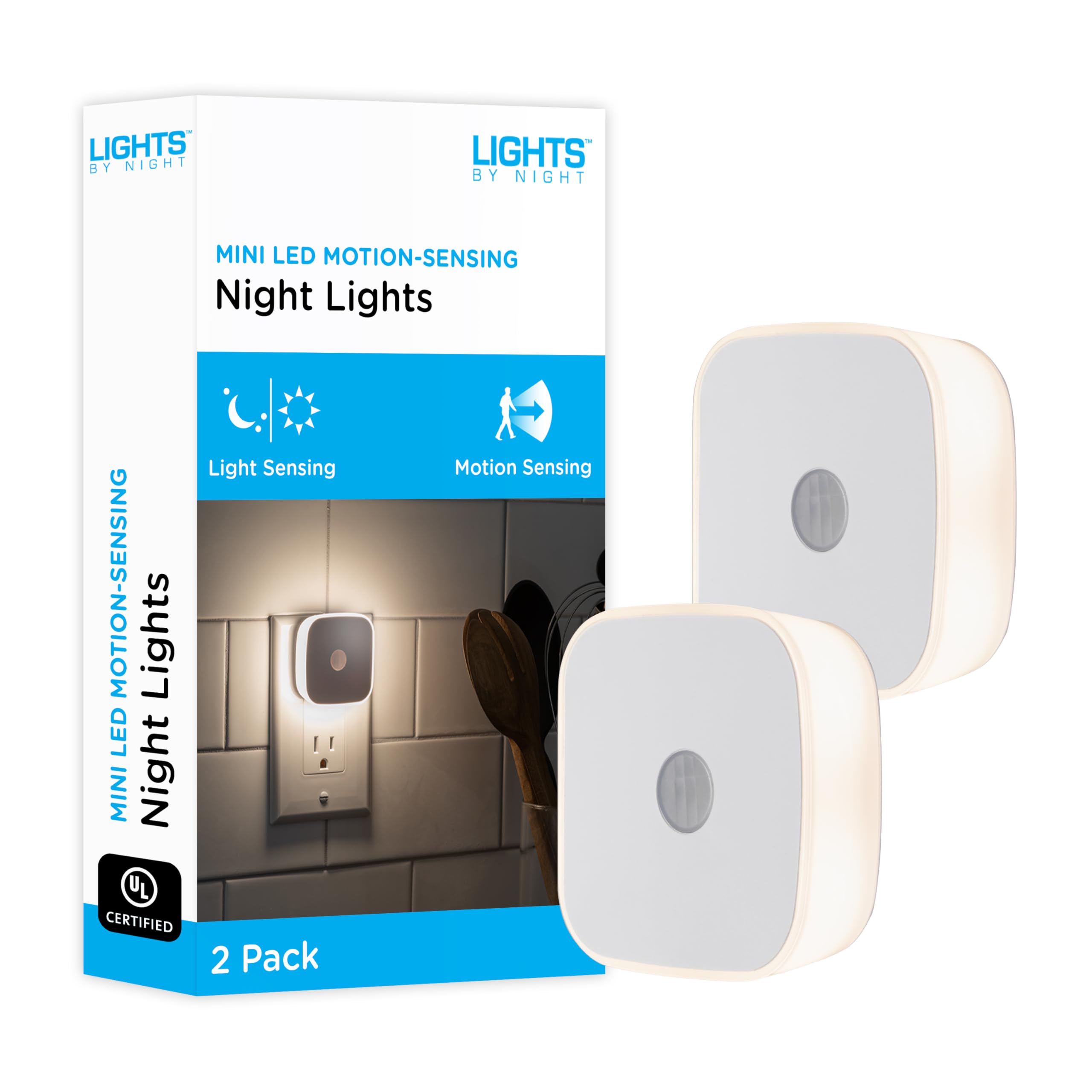 Photo 1 of **ONLY ONE LIGHT**Lights By Night LED Motion Sensor Night Light, Plug-in, 25 ft. Motion Detection Range, Compact, UL-Certified, Energy Efficient, Ideal for Kids, Bedroom, Bathroom, Kitchen, Hallway, 58803, 2 Pack