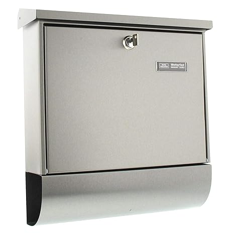 BURG-WÄCHTER Edelstahl-Briefkasten mit aufklappbarem Regendach und Zeitungsfach, A4 Einwurf-Format, EU Norm EN 13724, Amrum 3