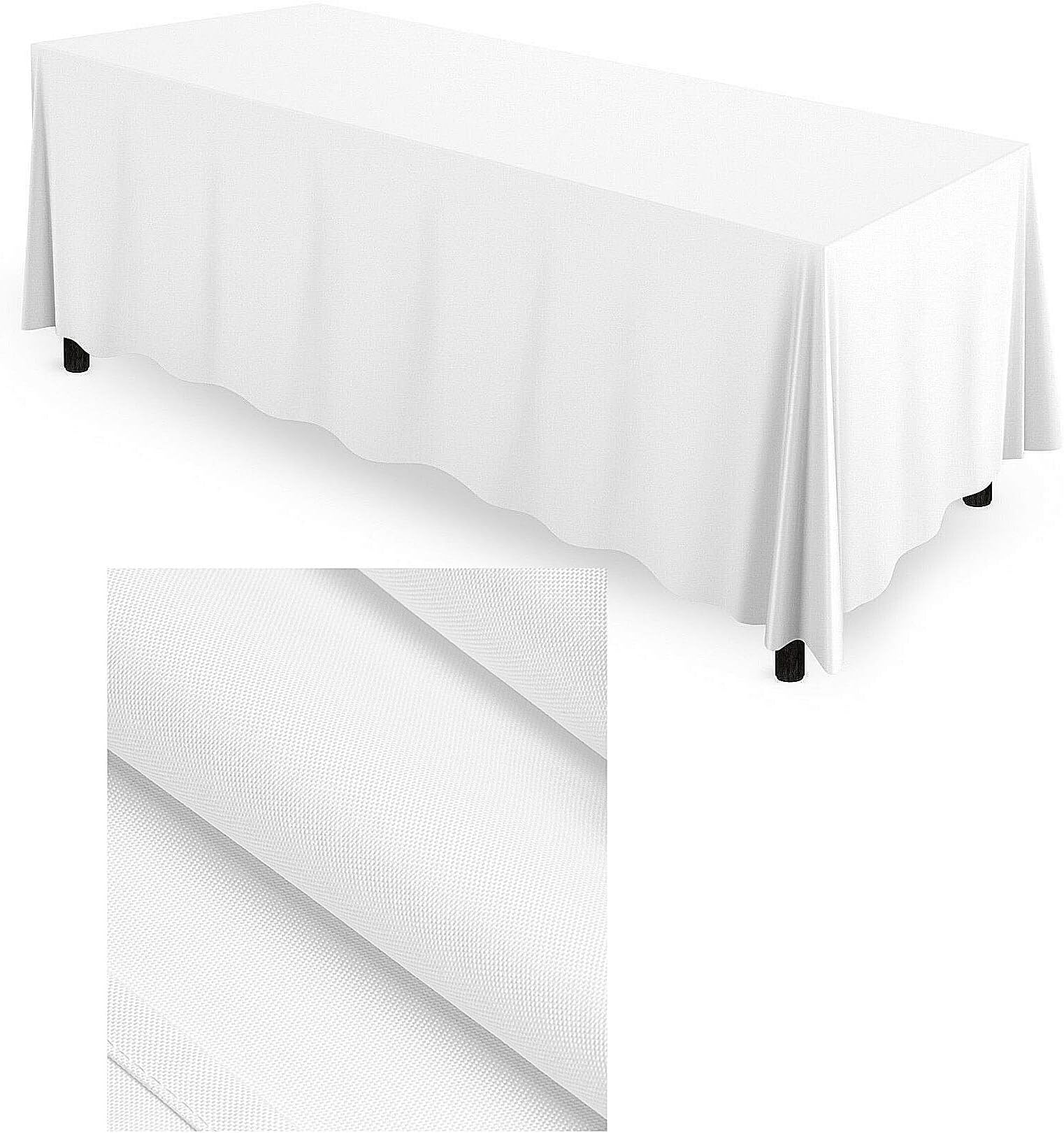 90"X 132" White Color Tablecloth 180 GSM Seamless Luxury Linens Designer Professional Grade Fabric Weddings Banquets Parties Special Events Home Kitchen Food Service Equipment Supplies Tabletop New